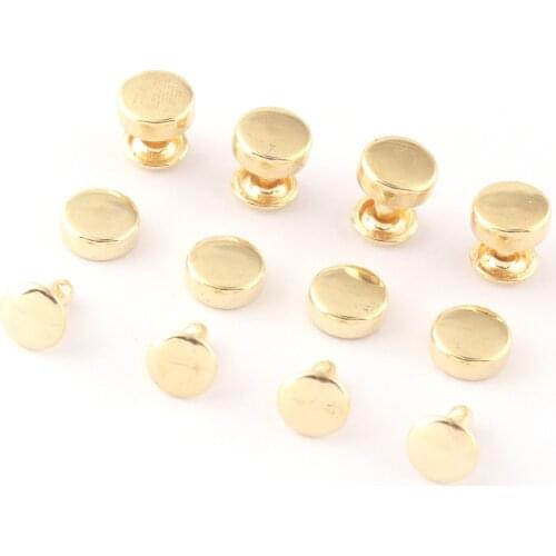 9mm Gold Double Cap Rivets Metal Button Round Rapid Rivet Antique Rivet Studs for Purse Bags Handbags Shoes Belts Leather Craft