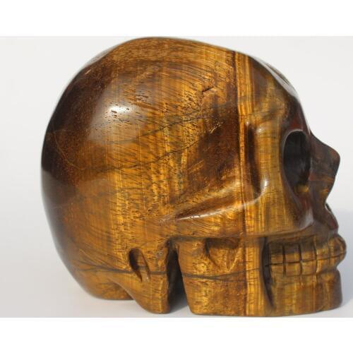 900g Natural Pretty Tiger 's Eye Carved Quartz Crystal Skull ranging From China free shipping k18