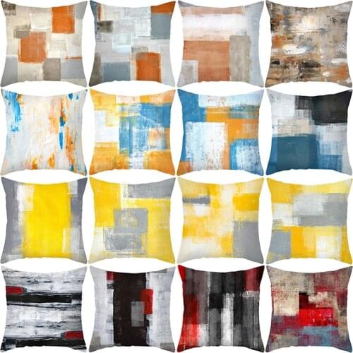 45X45CM Abstract Oil Painting Cushion Cover Nordic Style Polyester Pillow Cover Decorative Throw Pillows for Couch Christmas Pil