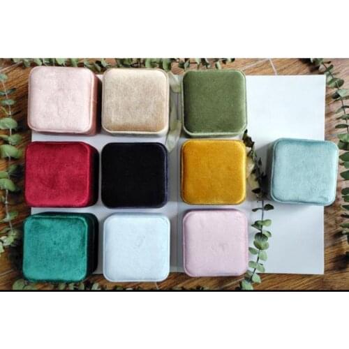 Velvet Ring Box,Square Vintage Wedding Ceremony Ring Box with Detachable Lid, Engagement Ring Box Holder,Valentines Day