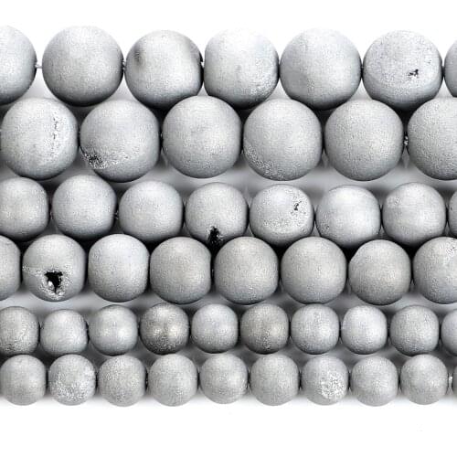 Natural Stone Platinums Plated Moon Smile Agates Charm Round Loose Beads For Jewelry Making For Needlework Beads Strand 6-12 MM