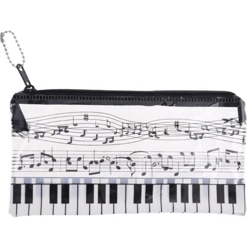 Music Note Piano Keyboard Pencil Case Plastic Transparent Pen Bag Student Gift