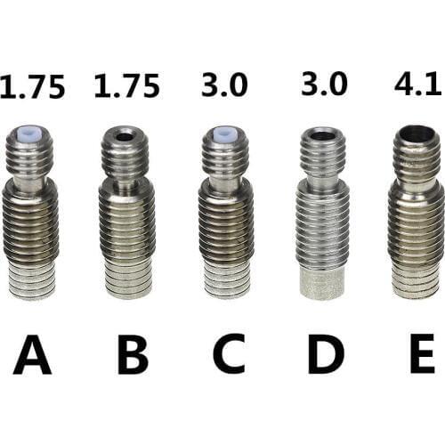 5pcs Stainless Steel V6 Throat Bowden Tube Long Thread For 1.75mm 3mm Filament 3D Printer Part Full Metal Part Bore 4.1mm