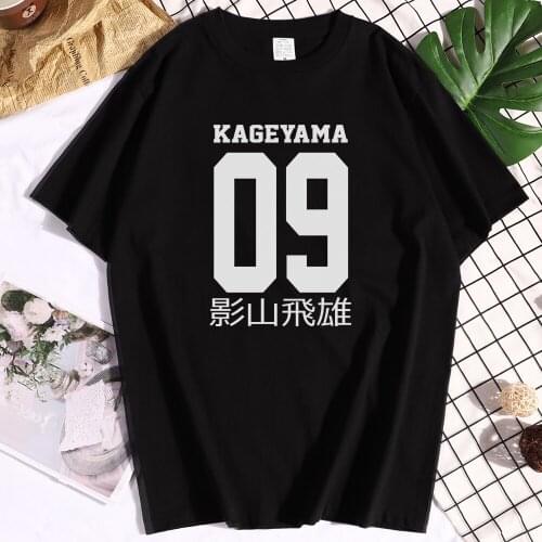 Cotton Kageyama Tobio Haikyuu Printed mens T-shirts Graphic Design Top Vintage Traveling Tshirt Loose T-shirt Mens