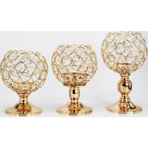IMUWEN Crystal Candle Holders Romantic Candlestick Wedding Centerpieces Three Size Shiny Table Stand For Home Party Decoration