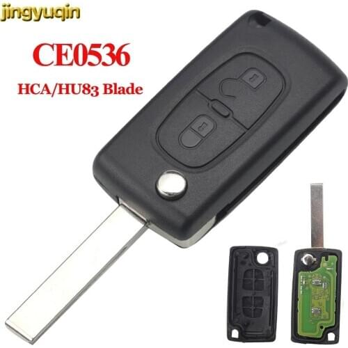 Jingyuqin Flip Car Key Shell For Peugeot 207 307 Citroen C2 C3 C4 C5 C6 Xsara Picasso Key Fob CE0536 PCF7961 433MHz ID46 HU83