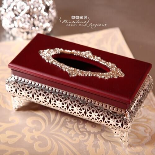 Quality fashion ktv imitation wood gold plated tissue box tissue box tissue box