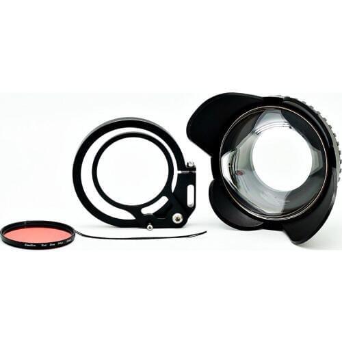 Camera 67mm 0.7x fisheye wide angle lens Dome Port with flip adapter for underwater Waterproof housings