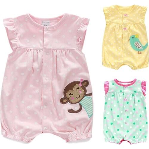 Brand Baby Girls Rompers Cartoon Animal Short Sleeve Infant Jumpsuits Summer Cotton Toddler Boys Romper Unisex Newborn Clothes