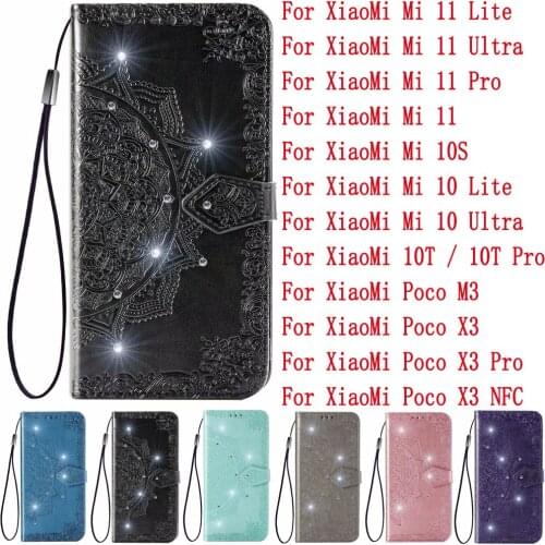 Sunjolly Leather Case Flip Card Wallet Cover coque For XiaoMi Mi 11 Pro Lite Ultra 10S 10 Lite Ultra 10T Pro Poco M3 X3 Pro NFC