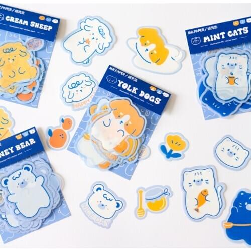 20 pcs/lot Cute animal sheep bear dog cat Decorative Stationery ins PET Stickers Scrapbooking DIY Diary Album Stick Lable