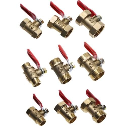Mini Brass Ball Valve1/8" 1/4'' 3/8'' 1/2'' BSP Male to Female Thread Pipe fitting Adapter For Water air Tube