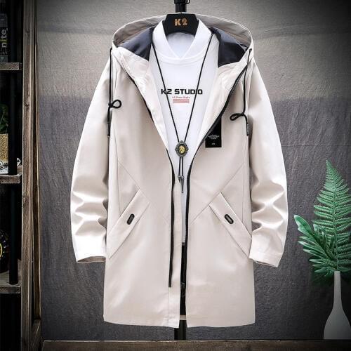 Fashion Male Hooded Jackets Long Section Trends Printing Mens Coat Black Khaki Green M-4XL Mens Hooded Jackets Coat