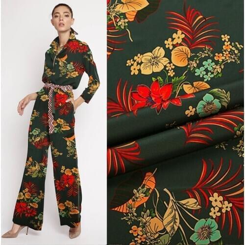Printed Gambiered Canton Gauze mulberry silk crepe de chine fabric 138cm width 14 mm summer shirt pants sewing fabric for dress