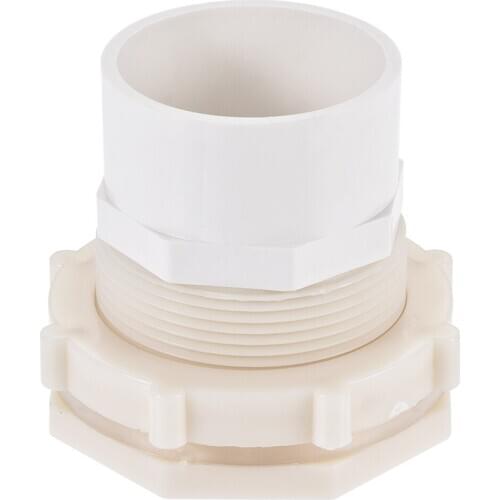 Uxcell Bulkhead Fitting, G2 Female 2.99" Male, with Silicone Gasket and Pipe Connector, for Water Tanks, PVC, White