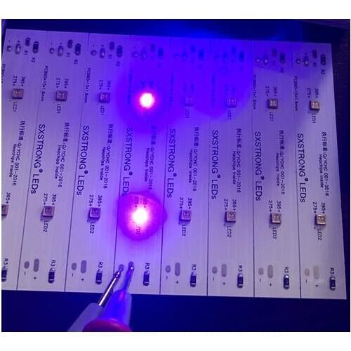 Portable Bicolor UVC275nm+UVA400nm LED Diode for Germicidal lamp 5.7v 60ma 90*15*1.6mm