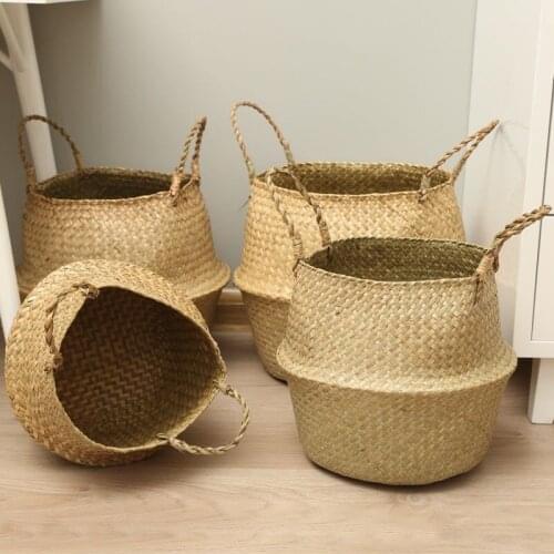 Handmade Plant Fiber Fabric Basket Woven Bucket Use for Storage for Potted Plants Barrel Panier Osier Flower Baskets Organizer