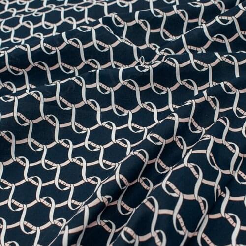 Pink Chain On Blue Cotton Fabric For Dress Tissus Au MÈTre Telas Algodon Estampadas Sewing Ткань Для Шитья Vestidos Tissu Tela