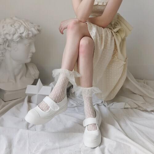 Sexy Lace Socks Women Black Beige Short Stockings Evening Party Wear Lolita Girls Women Ruffle Socks 2020 Fashion Women Sock