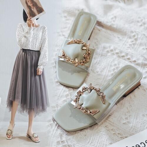 Slipper Womens Shoes High Heels Transparent Thick-heeled Net Red Slippers Women Wear Fashion Slippers Woman Shoes