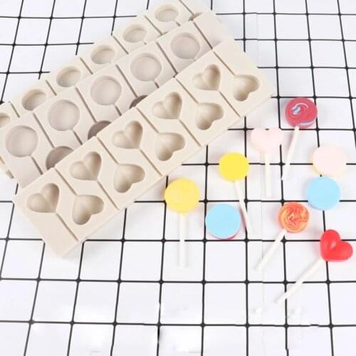 Heart-shaped & round lollipops Silicone Mold Fondant Cake Decoration Mould Sugarcraft Chocolate Baking Tools For Cakes Gumpaste