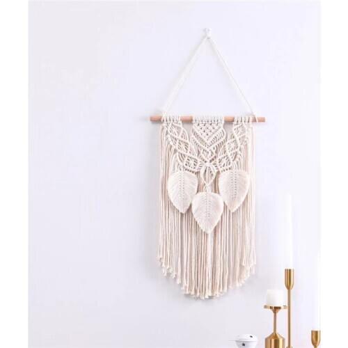 Nordic Room Wall Decoration Handmade Cotton Leaves Rope Hanging Decor Strings Crafts Scandinavia Living Room Decor Wall Hanging