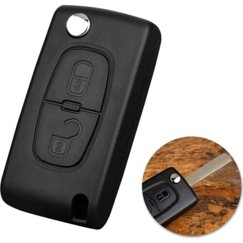 1pc Foldable Remote Control Blade Car Replacement Key Fob Case Accessories 2 Button Flip Cover for Peugeot 207 307 308 407