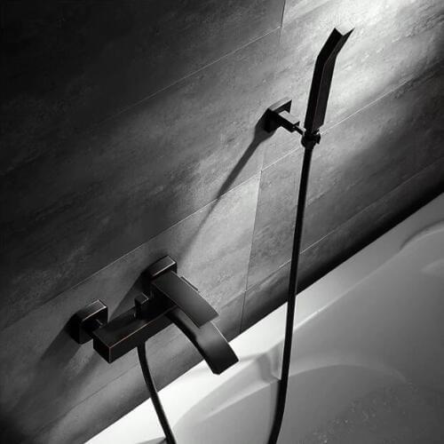 New arrival high quality brass wall mounted bathroom bathtub faucet set square shower faucet set with rain fall shower head