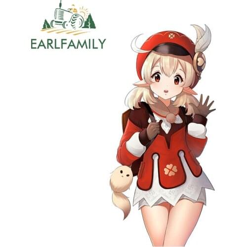 EARLFAMILY 13cm x 6.2cm for Genshin Impact Klee Car Stickers Fashionable Simple Decals Scratch-Proof Windows Helmet Decor