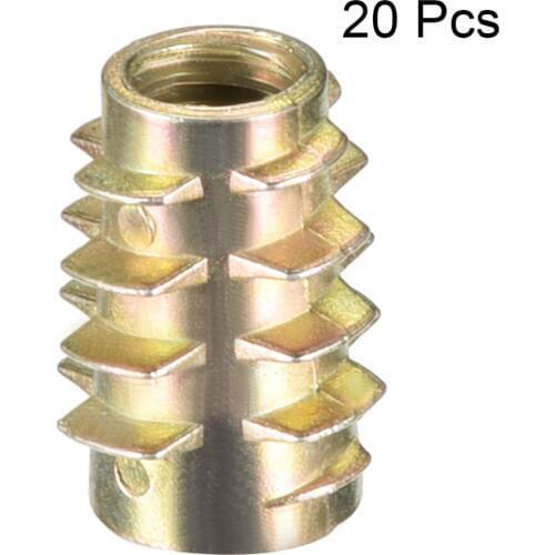 Uxcell 20pcs M6x13 M6x15 M6x18 M6x20 M6x25 Hex-Flush Threaded Insert Bronze Tone Zinc Alloy Furniture Nuts Wood Insert Nut