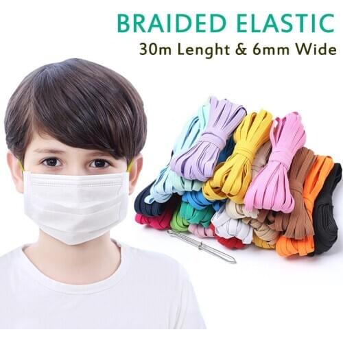 6mm32m/33yard Colorful elastic Elastic Bands Rope Rubber Band Line Spandex Ribbon Sewing Lace Trim Waist Band Accessory stickers