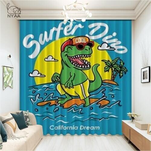Hippie Classic Surfboard Holiday Living Room Curtains Set Dinosaur Curtain Support Of Dorm Room Kitchen Curtain Micro Shading