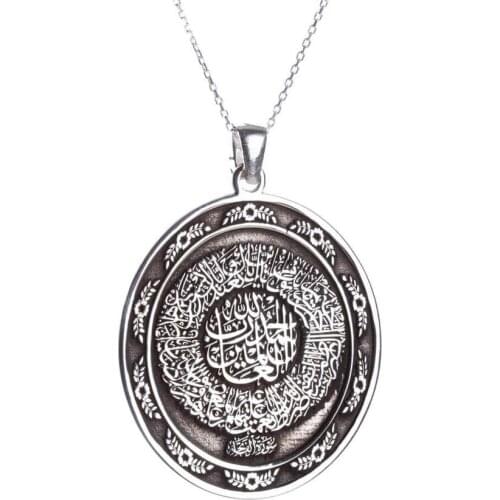 Prayer Model Rose Colored Arabic Necklace Women Silver Accessory Solid 925 Sterling Silver Made in Turkey Women For Gifts
