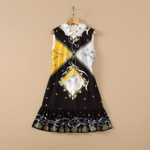 Europe and the United States womens clothing New Summer 2021 Sleeveless lapel nail bead Fashionable patchwork fishtail dress