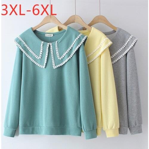 New 2021 Ladies Autumn Winter Plus Size Pullover For Women Large Long Sleeve Loose Cotton Green Sweatshirt Coat 3XL 4XL 5XL 6XL