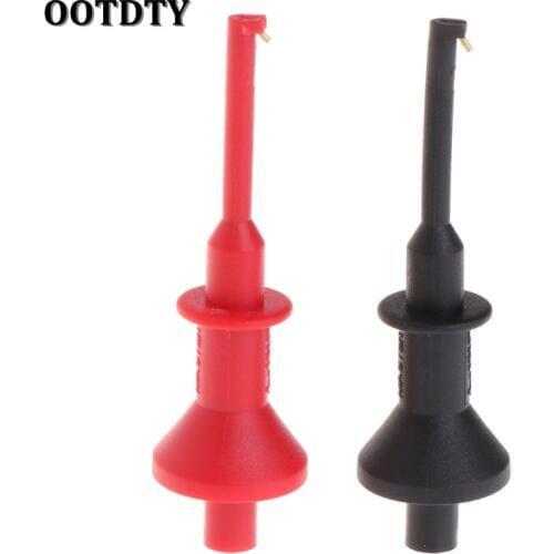 OOTDTY 1Pair Test Hook Clip Multimeters Test Lead Extension Hook Probe Testing Clip 4mm Aperture Direct Plug-in