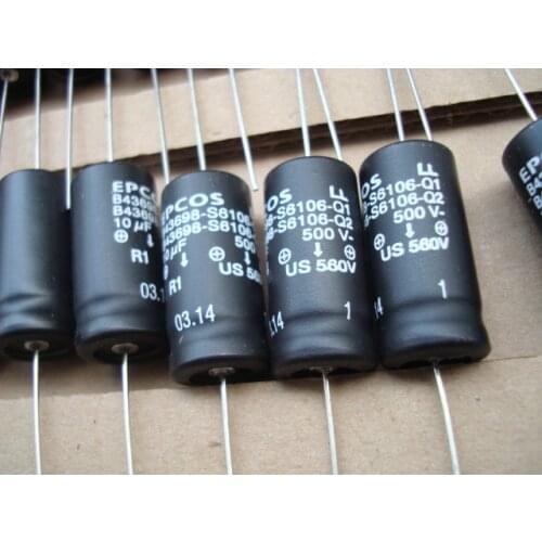 100% New Original 500V 10UF 550V 10UF tube filter axial decoupling electrolytic capacitor