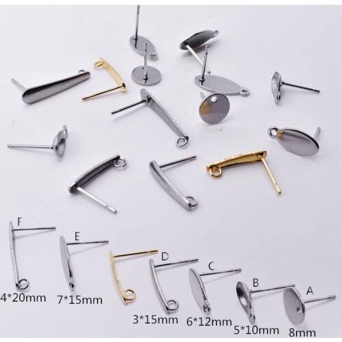 20pcs Stainless Steel Blank Earring Stud Base Geometric Pad Ear Nails for Diy Earring Jewelry Making Accessory Findings Supplier