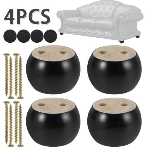 4 Pcs Furniture Legs Anti Slip Round Furniture Feet Black Speaker Cabinet Bed Table Shock Pad Floor Protector Furniture Parts