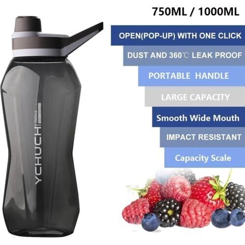 750/1000ml Large Capacity Water Bottles Portable Outdoor Plastic Sports Bottle With Tea Infuser Fitness Leak-proof Bottles