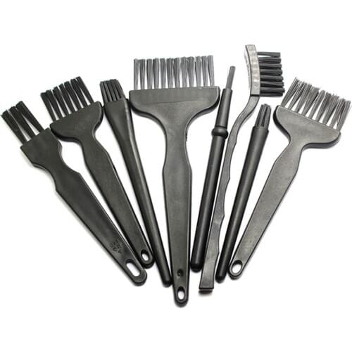 8PCS Home Goods Black Plastic Small Portable Handle Nylon Anti Static Brushes Keyboard Brush Kit Household Cleaning Tools