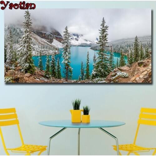 Large Diamond Embroidery Winter snow mountain lake landscape 5D Diamond Painting Cross Stitch Full Square Round Mosaic Drill