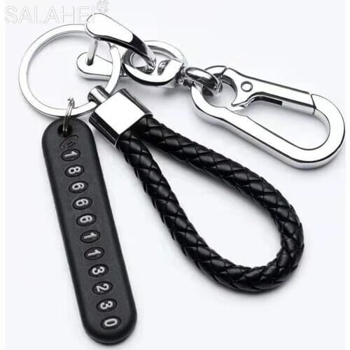 Car Keychain Pendant Number Plate Braided Leather Universal Cord Key Ring Key Chain Weaving Cord Keychain High Quality Styling