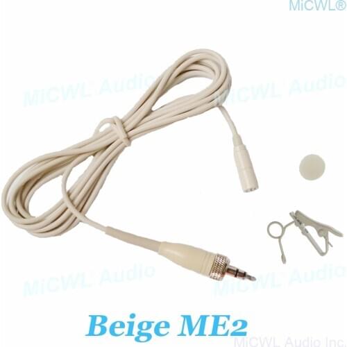 Beige ME2 Wireless Clip Lavalier Microphone For Sennheiser EW100 SK100 G2 G3 G4 BeltPack Transmitter 3.5mm Stereo Lock Plug