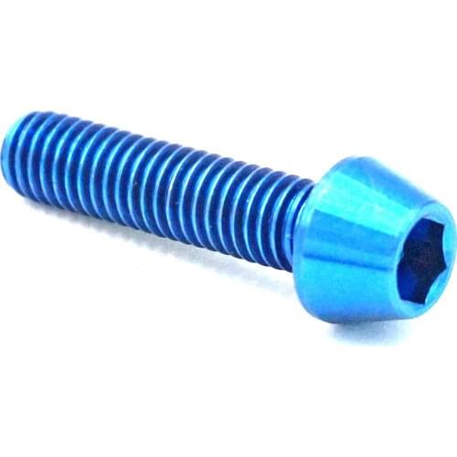 LOT 4 M5 x 20mm Blue TC4 GR5 Titanium Alloy Allen Hex Screw Taper Cone Head Bolts For Bicycle