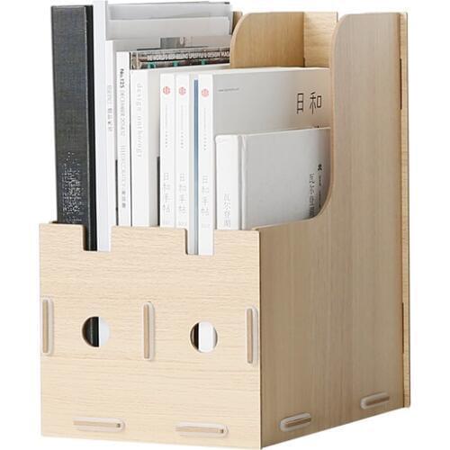 Wooden Colorful Desk Organizer Stand File Racks Creative Office Sundries Storage Box Wood Magazines Holder Book Shelf