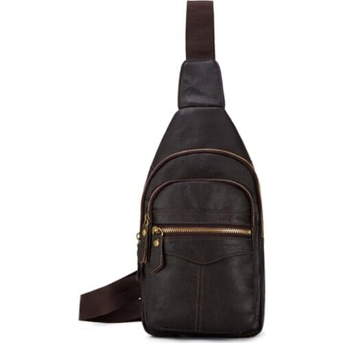 Mens Sling Bag PU Leather Chest Shoulder Crossbody Multifunction Anti Theft Outdoor Sport Purse