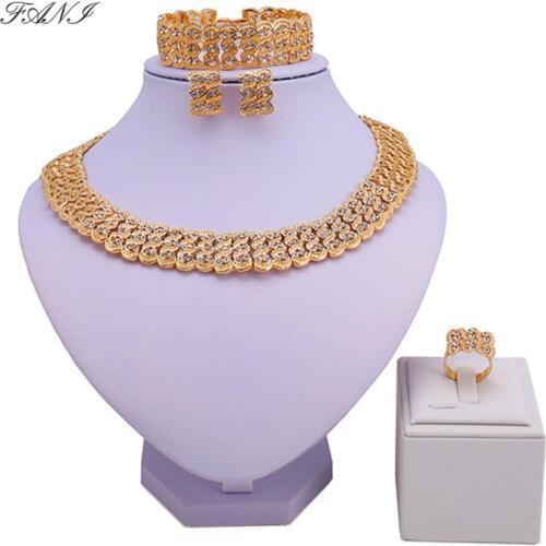 Fani Dubai gold designer Jewelry Sets Brand nigerian woman accessories wedding jewelry set Fashion statement Bridal jewelry set