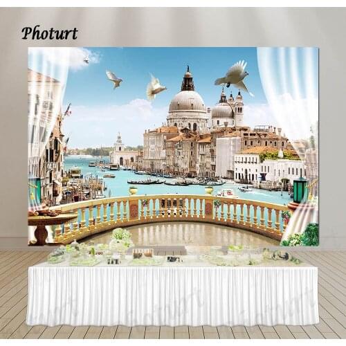 PHOTURT White Palace Backdrop Birthday Wedding Photography Background Pigeon Poster Polyester Vinyl Photo Studios Props