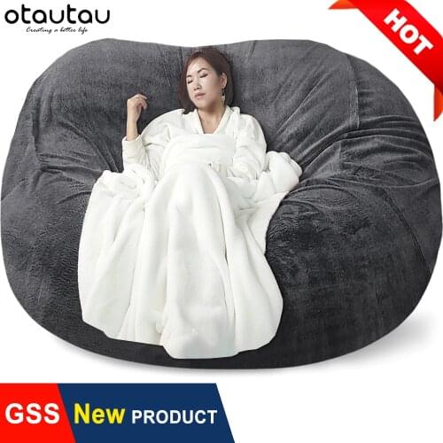 7ft Giant Bean Bag Chair Sofa Bed Pouf Cover No Stuffed Filler Big XXL Beanbag Puff Ottoman Futon Couch Relax Lounge Furniture